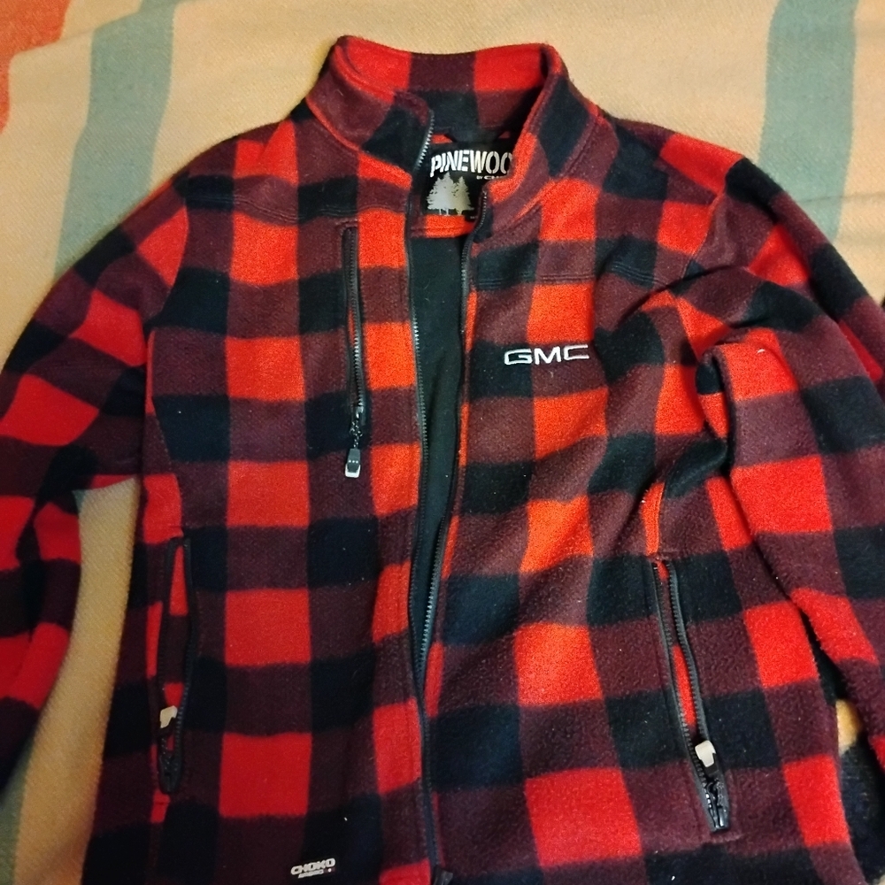 Red And Black fleece Casual Plaid Jacket M
